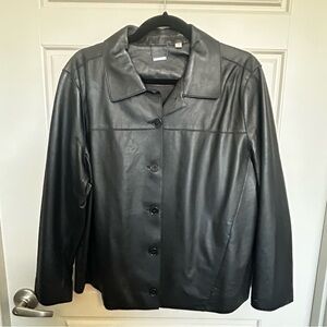 Elegant Black Faux Leather Blazer for Women